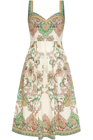 Etro Femme, Robes, Multicolore, Taille: 36 FR Robe Blanche Sans Manches à Encolure Cœur