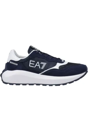 EA7 Homme, Chaussures, Bleu, Taille: 44 EU Baskets Imprimées avec Doublure en Cuir
