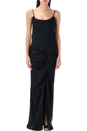 The Attico Femme, Robes, Noir, Taille: 36 FR Longue robe noire en satin avec bretelles réglables