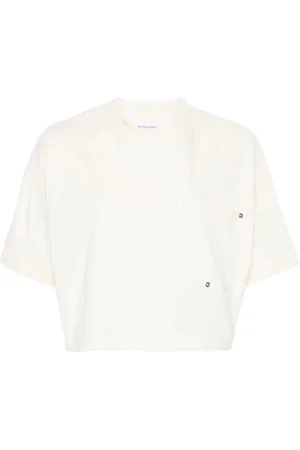 Bottega Veneta Femme, Tops, Blanc, Taille: 36 FR T-shirt en coton japonais avec coutures décoratives