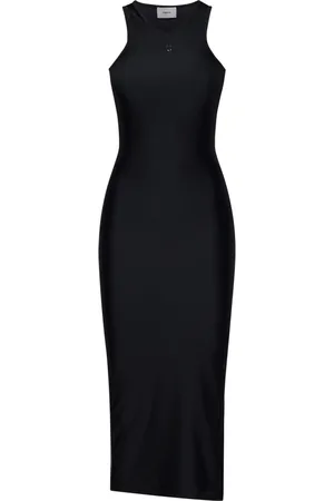 COPERNI Femme, Robes, Noir, Taille: 36 FR Robe Midi Sportive Noire avec Logo Argenté