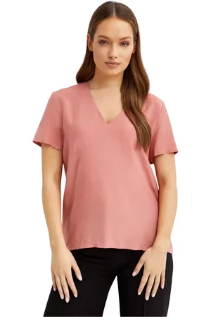 FAY Femme, Tops, Rose, Taille: 38 FR Chemisier à Col en V Style Décontracté