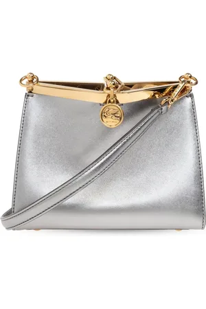 Etro Femme, Sacs, Gris, Taille: ONE Size Sac Bandoulière à Finition Métallique et Breloque Logo