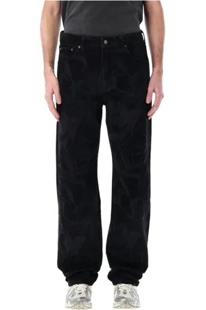 Daily paper Homme, Jeans, Noir, Taille: S Jean Noir à Imprimé Floral Laser Coupe Droite