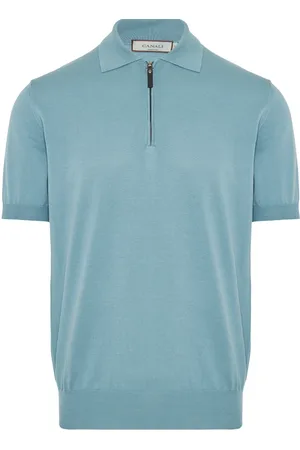 CANALI Homme, Tops, Bleu, Taille: L Polo Zippé
