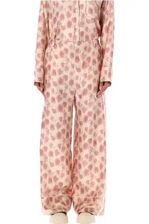 Marni Femme, Pantalons, Rose, Taille: 36 FR Pantalon de Pyjama en Soie à Imprimé Rose