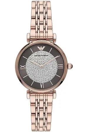 Emporio Armani Femme, Accessoires, Rose, Taille: ONE Size Montre Quartz Bronze Acier