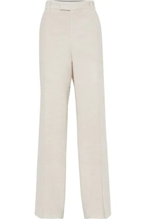 Brunello Cucinelli Femme, Pantalons, Blanc, Taille: 36 FR Pantalon large