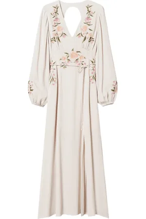 Twin-Set Femme, Robes, Blanc, Taille: 40 FR Robe Midi Brodée Florale