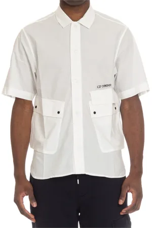 C.P. Company Homme, Chemises, Blanc, Taille: M Chemise à Manches Courtes