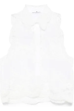 ERMANNO SCERVINO Femme, Blouses et Chemises, Blanc, Taille: 38 FR Chemise sans Manches en Coton avec Détails en Dentelle
