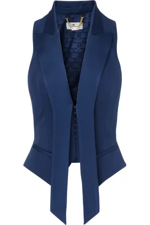 Elisabetta Franchi Femme, Vestes, Bleu, Taille: 40 FR Gilet EF Oltremare Vest