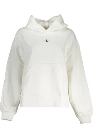Calvin Klein Femme, Sweatshirts et sweats à capuche, Blanc, Taille: 40 FR Sweat à capuche brossé en coton avec poche centrale