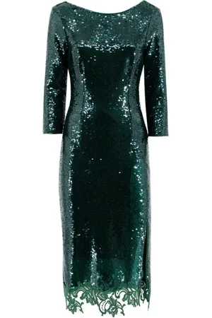ERMANNO SCERVINO Femme, Robes, Vert, Taille: 40 FR Robe à Sequins Glamour avec Détails en Dentelle