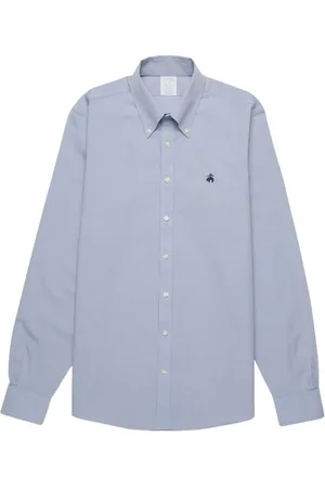 Brooks Brothers Homme, Chemises, Bleu, Taille: S Chemise habillée infroissable à coupe Milano avec col boutonné