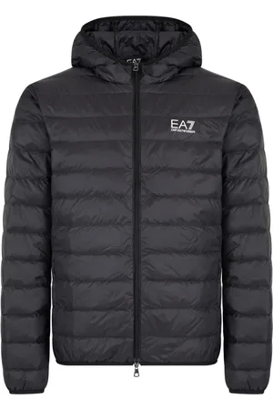 EA7 Homme, Vestes, Noir, Taille: 3XL Doudoune Noire Capuche Zip