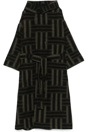 Kenzo Femme, Manteaux, Noir, Taille: 36 FR Manteau en Laine Jacquard Noir