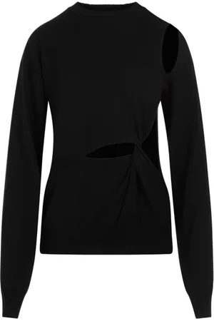 Sportmax Femme, Pulls, Noir, Taille: 38 FR Pull Holiday avec découpes en laine vierge noire