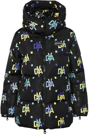 Duvetica Femme, Vestes, Noir, Taille: 38 FR Doudoune Imprimée Monogramme