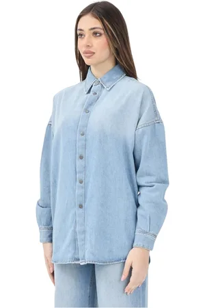 Diesel Femme, Blouses et Chemises, Bleu, Taille: 38 FR Chemise en denim léger à épaules tombantes