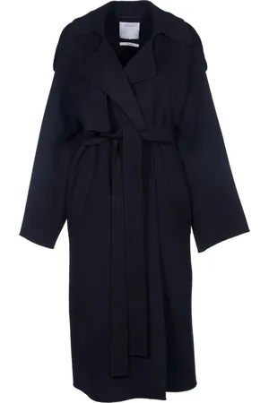 Sportmax Femme, Manteaux, Noir, Taille: 36 FR Trench-coat Noir en Laine Vierge