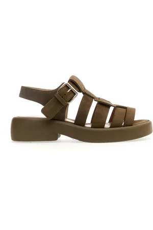 Elena Iachi Femme, Chaussures, Vert, Taille: 37 EU Sandales à cage en daim vert
