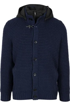 FAY Homme, Pulls, Bleu, Taille: M Veste à Capuche avec Fermeture Éclair et Boutons