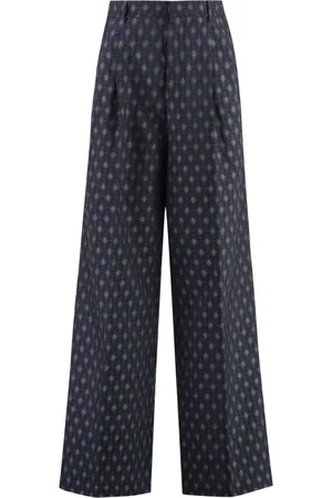 Etro Femme, Pantalons, Bleu, Taille: 34 FR Pantalon Jacquard Laine et Coton