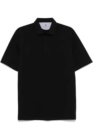 Brunello Cucinelli Homme, Tops, Noir, Taille: L Pull Polo à Manches Courtes