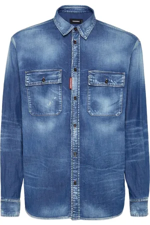 Dsquared2 Homme, Chemises, Bleu, Taille: XL Chemise à Poches pour Travailleurs