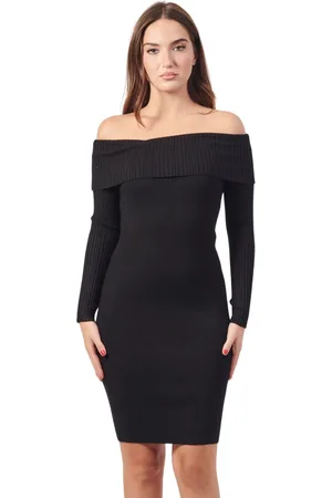 Guess Femme, Robes, Noir, Taille: 38 FR Mini-robe moulante à épaules dénudées