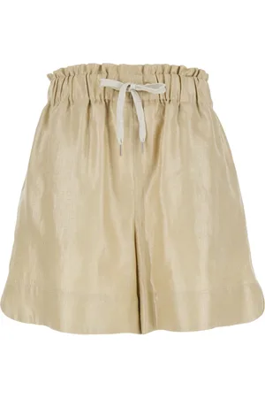 ELEVENTY Femme, Shorts, , Taille: 38 FR Short en Lin avec Cordon de Serrage à la Taille