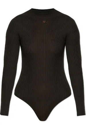 Courrèges Femme, Tops, Gris, Taille: 38 FR Body avec Logo