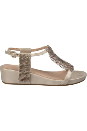 Alma en Pena Femme, Chaussures, Jaune, Taille: 39 EU Sandale en filet avec strass et talon compensé
