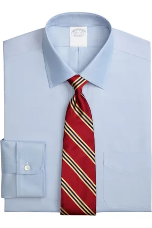 Brooks Brothers Homme, Chemises, Bleu, Taille: L Chemise habillée bleu clair coupe traditionnelle extensible en coton Supima infroissable avec col Ainsley