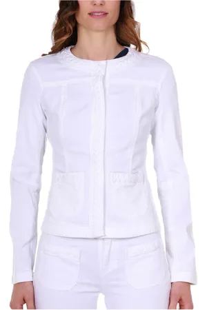 Liu Jo Femme, Vestes, Blanc, Taille: 38 FR Veste en jean blanche avec détails de tresses