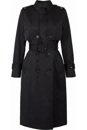 Elisabetta Franchi Femme, Manteaux, Noir, Taille: 36 FR Trench-coat Noir Jacquard avec Logo