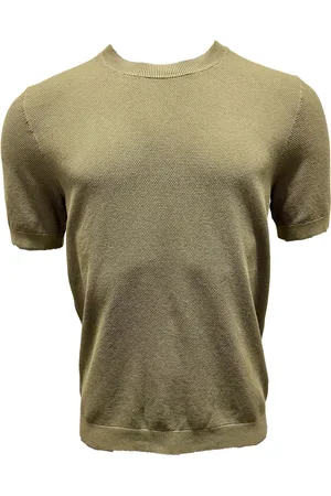 Circolo Homme, Tops, Vert, Taille: S T-shirt en maille col rond Vert Olive