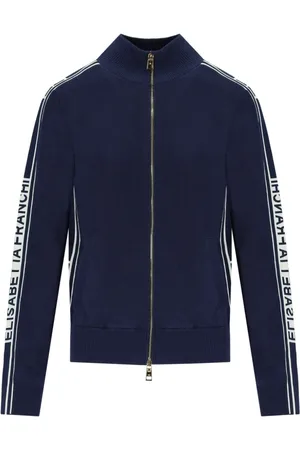 Elisabetta Franchi Femme, Sweatshirts et sweats à capuche, Bleu, Taille: 40 FR Oltremare Cardigan With Bands