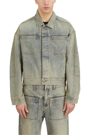 Entire Studios Homme, Vestes, Bleu, Taille: XS Veste en denim à effet de surface