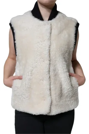 Burberry Femme, Vestes, Blanc, Taille: 40 FR Veste Gilet en Shearling