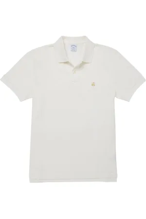 Brooks Brothers Homme, Tops, Blanc, Taille: XL Polo piqué slim-fit à manches courtes