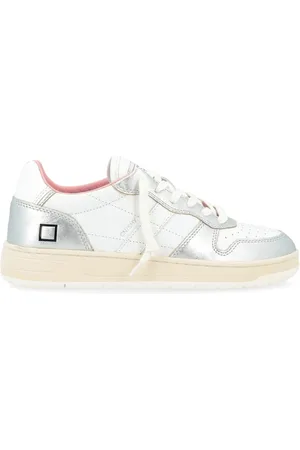 D.A.T.E. Femme, Chaussures, Blanc, Taille: 40 EU Baskets Court Blanc-Argent Brillant