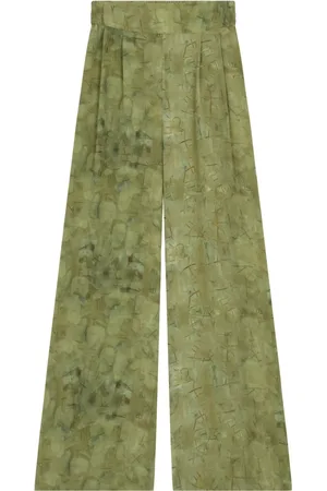 Cortana Femme, Pantalons, Vert, Taille: 38 FR Pantalon Large Imprimé en Soie Amantis