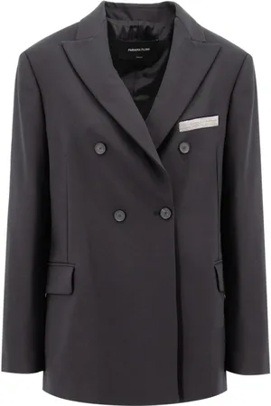 Fabiana Filippi Femme, Vestes, Noir, Taille: 42 FR Blazer Croisé en Laine Stretch