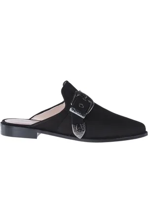 Stuart Weitzman Femme, Chaussures, Noir, Taille: 37 EU Mules en cuir noir