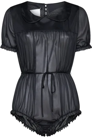 Maison Margiela Femme, Tops, Noir, Taille: 36 FR Body froncé à quatre points de couture