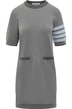Thom Browne Femme, Robes, Gris, Taille: 40 FR Robe Midi en Coton