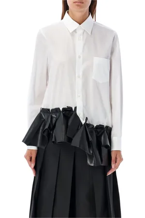 Comme des Garçons Femme, Blouses et Chemises, Blanc, Taille: 38 FR Chemise à Volants en Popeline