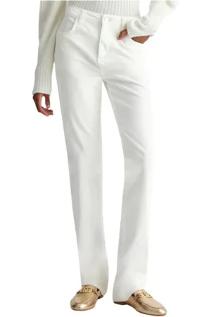 Liu Jo Femme, Pantalons, Blanc, Taille: W28 Pantalon en velours côtelé taille haute avec strass
